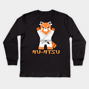 Jiu-Jitsu Panda -Gray White Belt- Kids Long Sleeve T-Shirt